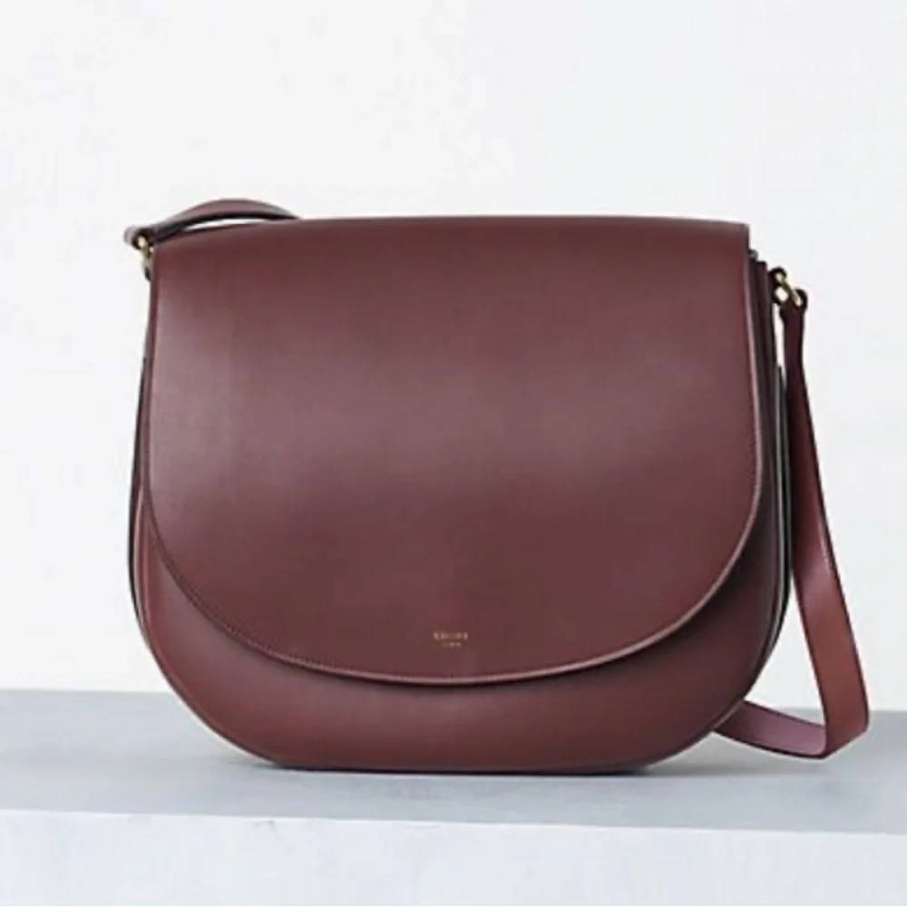 Celine natural calfskin Trotteur messenger bag 2013-2014 burgundy brown - Picture 1 of 5